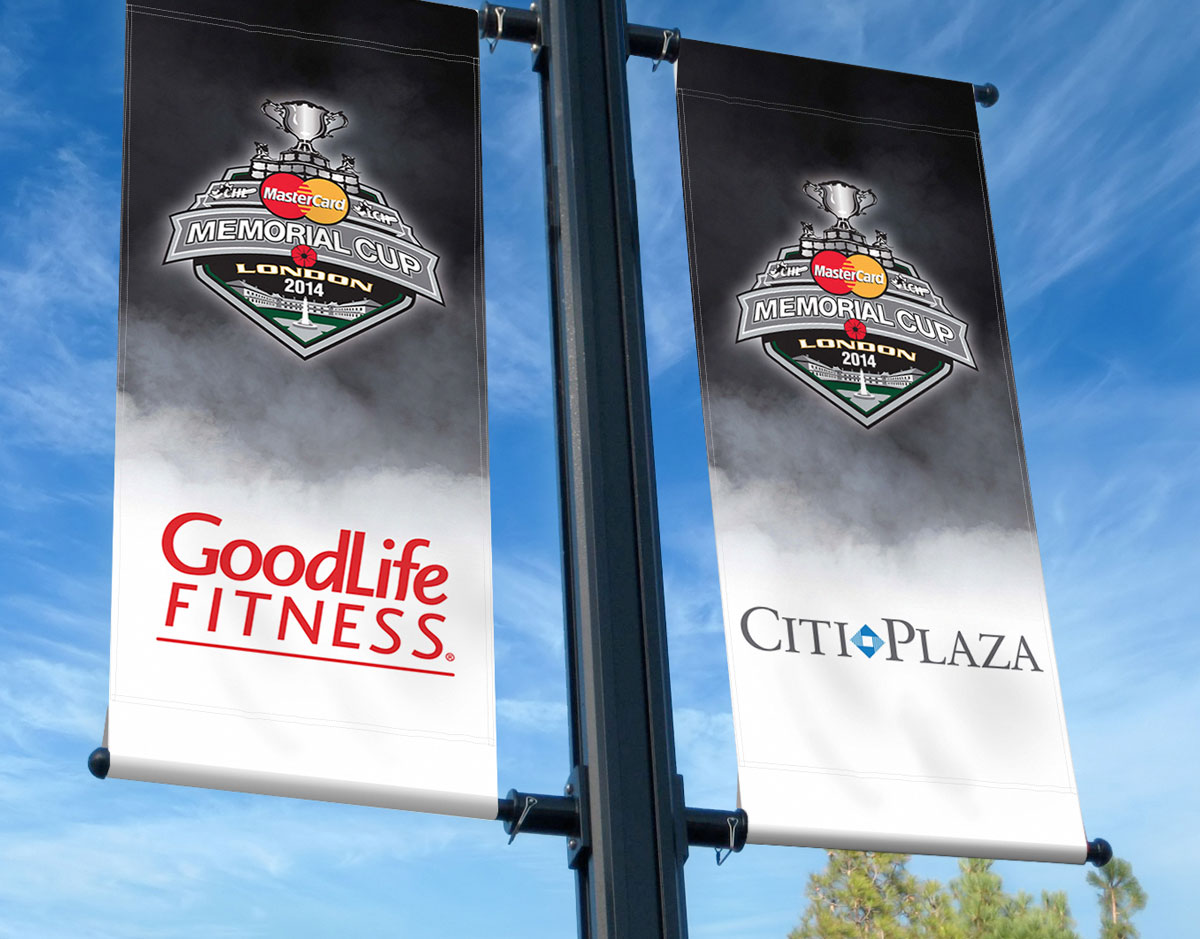 Two Memorial Cup light post banners 