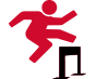 Person jumping over a hurdle.